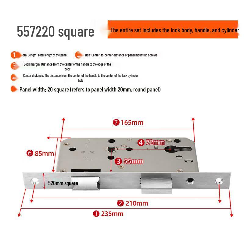 Aokewen 5572 Stainless Steel Fireproof Split Door Lock