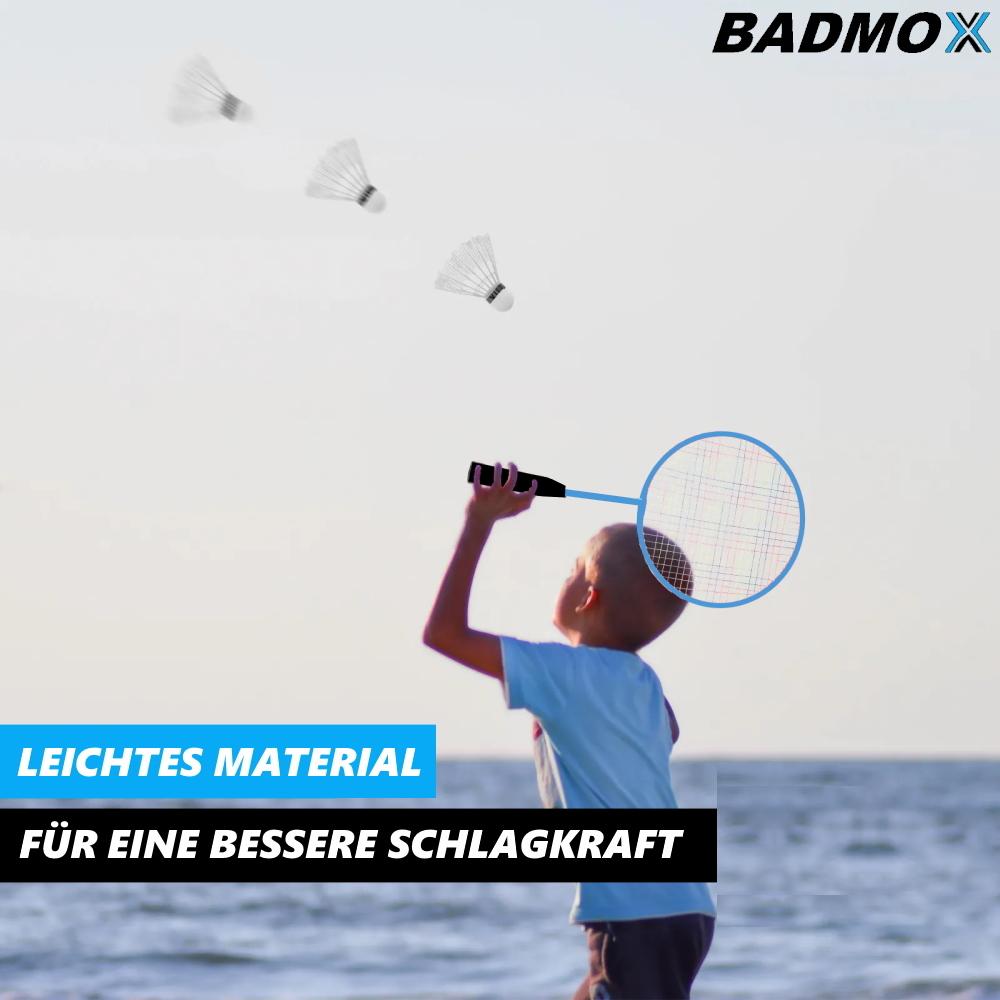 BADMOX Badmintonová sada Badmintonové rakety Míčky Sada Venkovní 3dílná modrá