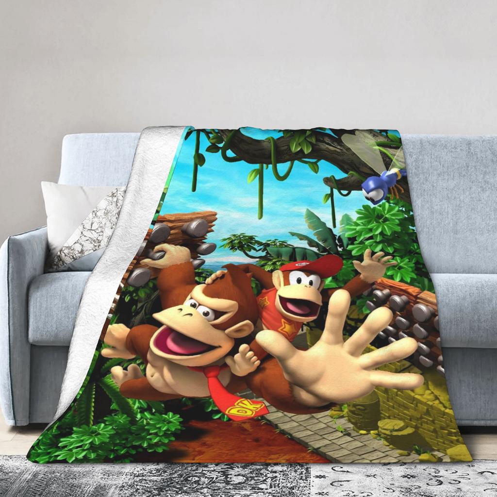 Donkeys Kong Bananzas Blanket Super Warm Fashion Plush Throw Blanket For Girls Boys Bedroom Flannel Bedspread Bed Cover