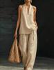 In Stock Women's Halter V-Neck Sleeveless Casual Fashion Set