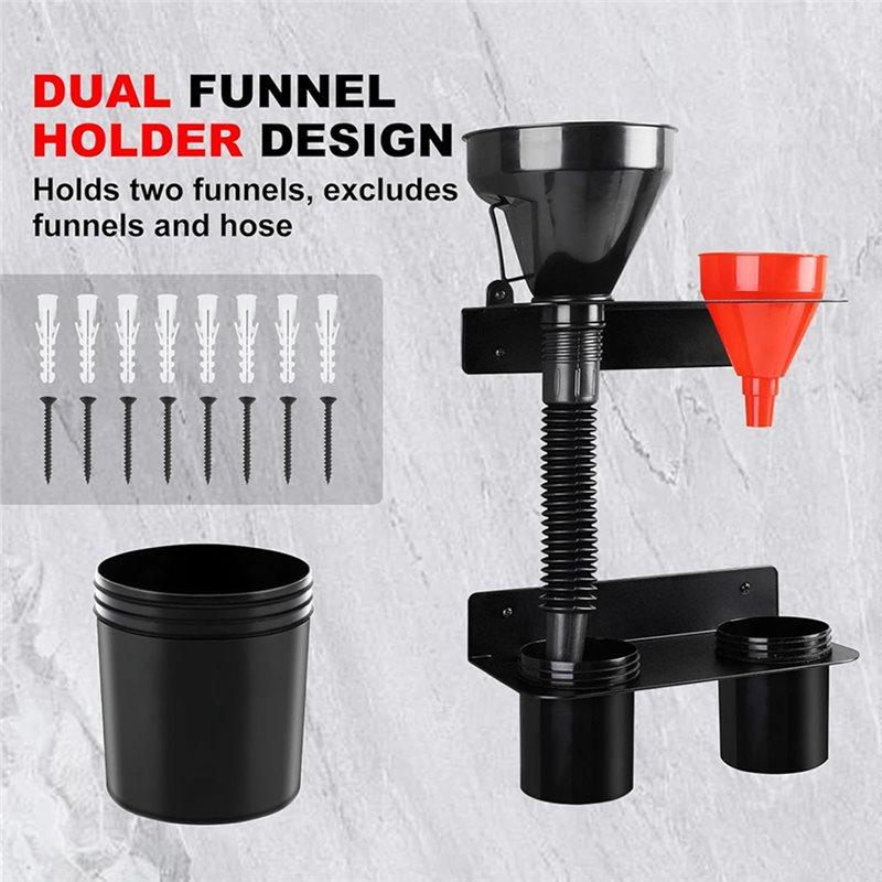 HHO-Aluminum Alloy Car Coolant Funnel Stand Bracket Wall-Mounted Rack With Dual Storage Cup Support