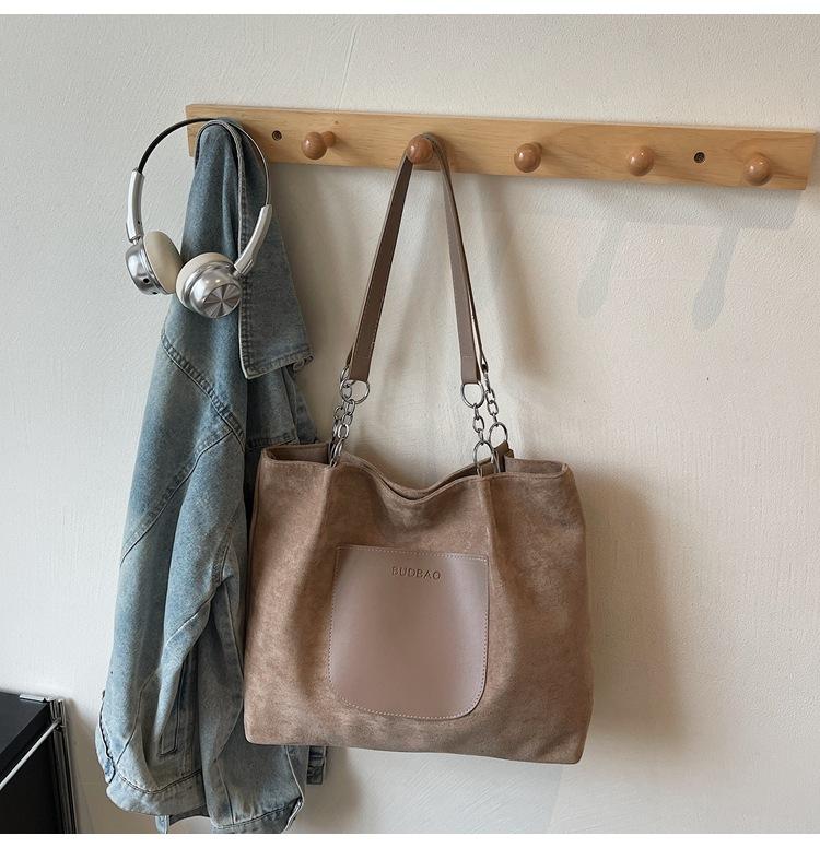 Suede Large-capacity Handbag Bag Women's 2025 New Versatile Ins Korean Version Retro Casual Shoulder Tote Bag