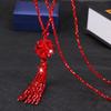 1116 Faux Crystal Necklace Knotted Beaded Long Tassel Shiny All Match Women Long Pendant Sweater Necklace Pendant Necklaces