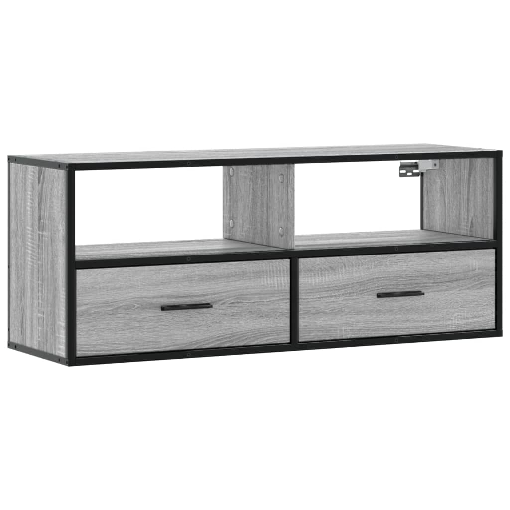 TV Stand Grey Sonoma 100 x 31 x 39.5 cm Particleboard and Metal