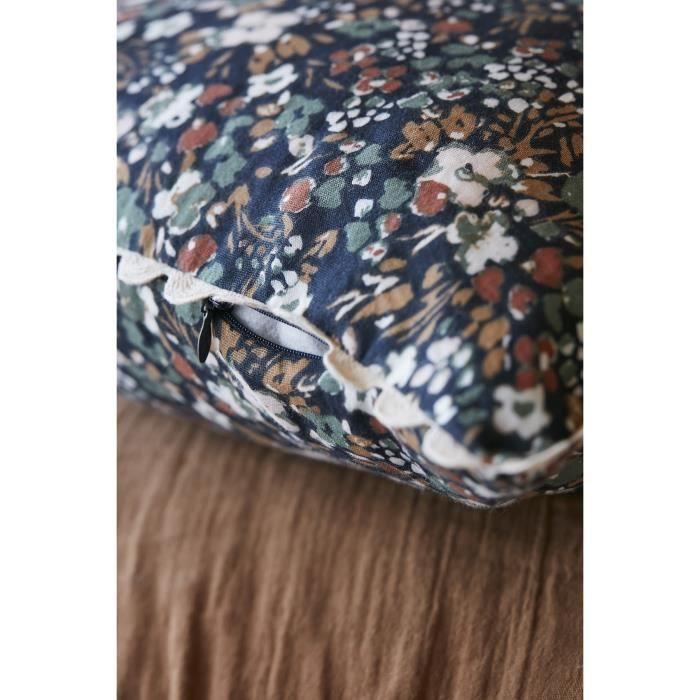 Coussin - Capucine - 40 x 40 cm - Bleu marine - 100% coton - Déhoussable