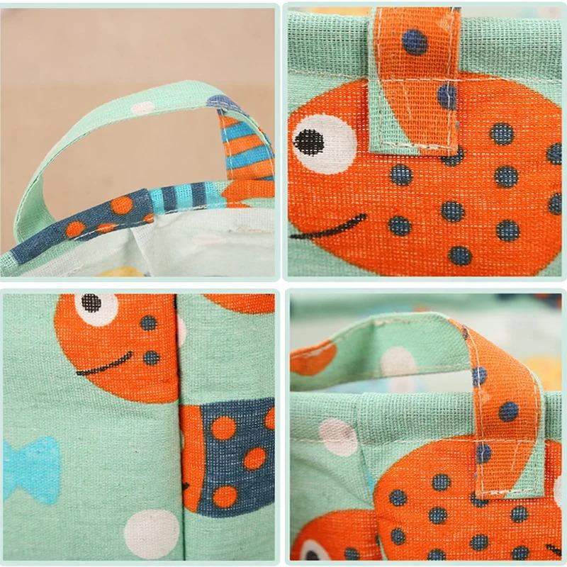 Printed Laundry Basket Portable Foldable Laundry Organiser Cotton & Linen Clothes Basket Children's Toys Dirty Laundry Basket