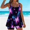 Costume da Bagno da Donna Tankini 2 Pezzi Costume da Bagno Colorato Motivo Farfalle Fiori Costumi da Bagno per le Vacanze