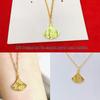 Golden Lucky Cat Fan-shaped Lotus Pendant Necklace for Women