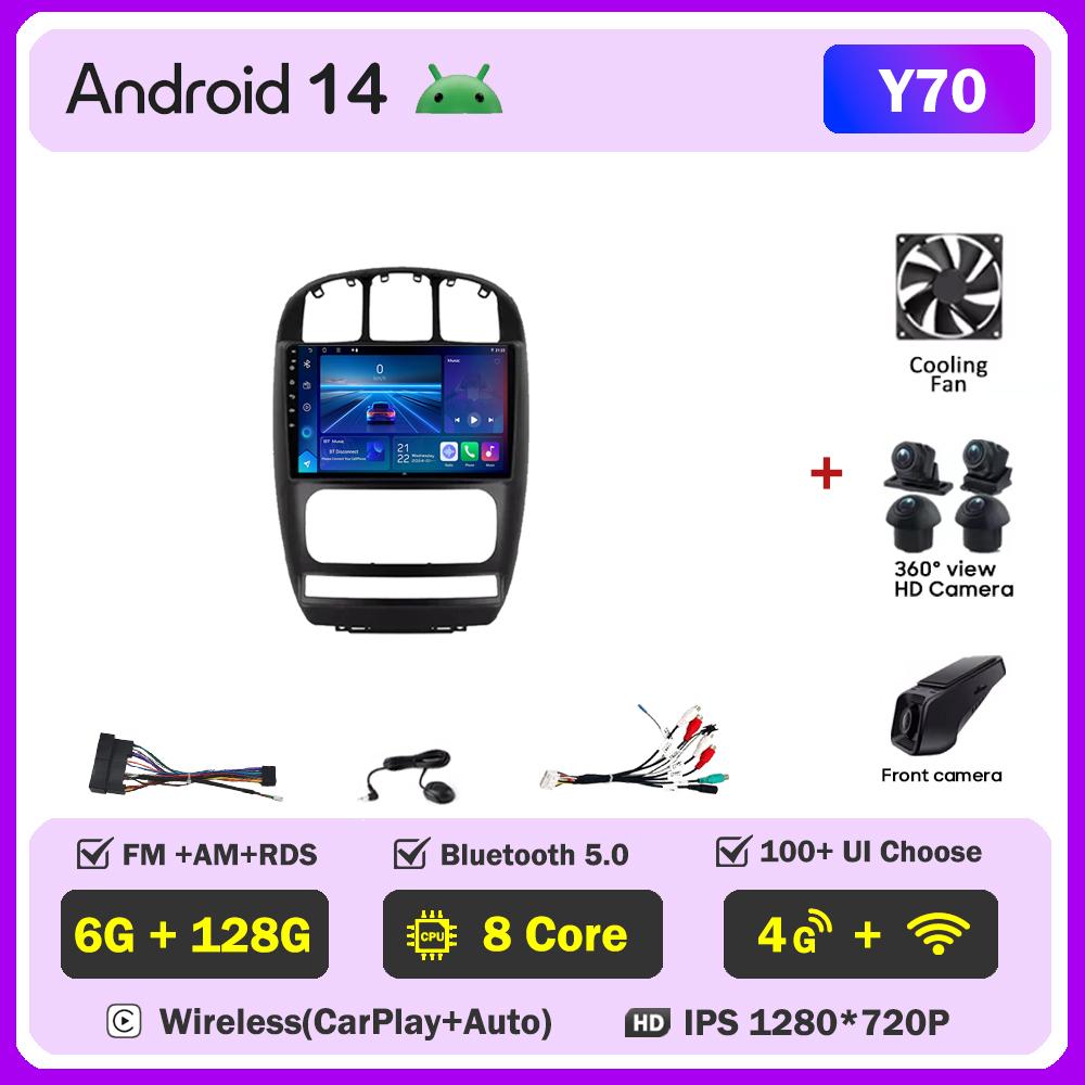 For Dodge Caravan 4 For Chrysler Voyager RG RS Town & Country RS 2000 Android 14 Car Radio Touch Screen Automotive Multimedia