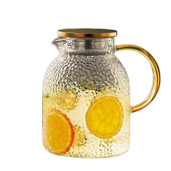 Large Capacity Glass Cold Water Kettle, High Temperature Resistant, Food Grade, with Cork Lid