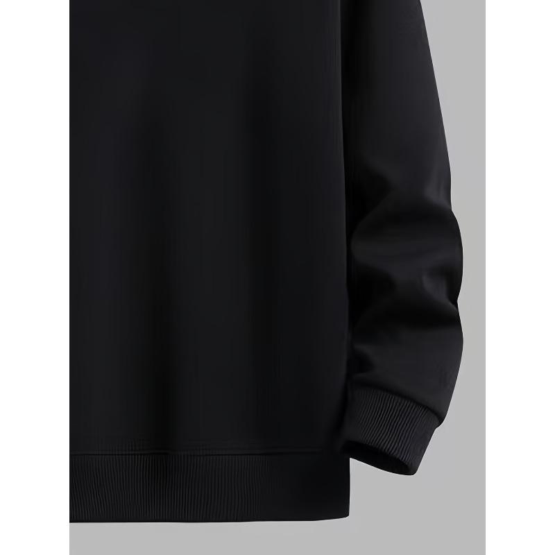 Men'S Black Crewneck Sweatshirt With Spider Print, Casual Style.