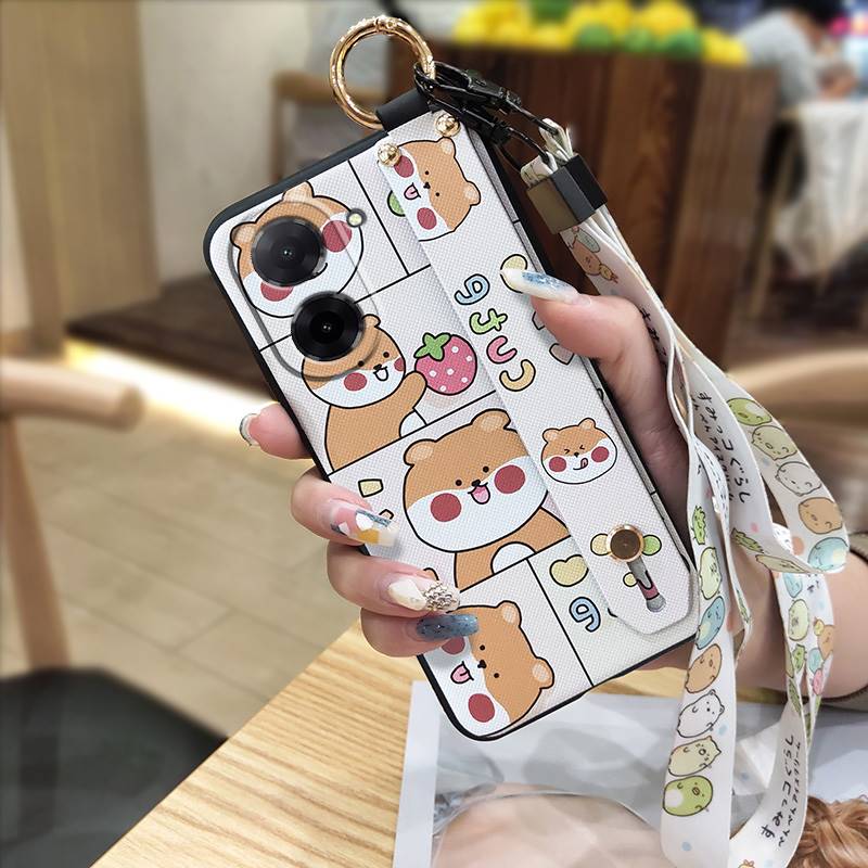 Ring Kickstand Phone Case For Redmi A5 4G/Xiaomi Poco C71 4G Cartoon Silicone Lanyard Shockproof Protective Soft Case