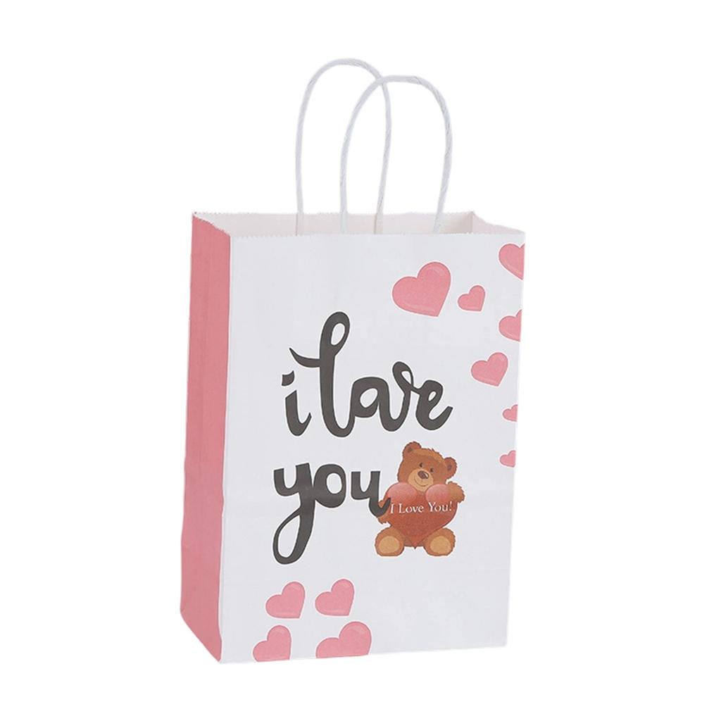 Cute Cartoon Kraft Paper Bag, Valentine's Day Gift Bag, Shopping Packaging Bag, Handbag