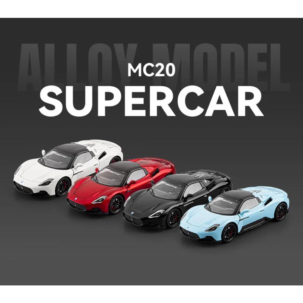 1/24 Maserati MC20 Cabrio Alloy Track Racing Car Model Diecast Metal Sports Car Vehicles Model Sound and Light Children Toy Gift