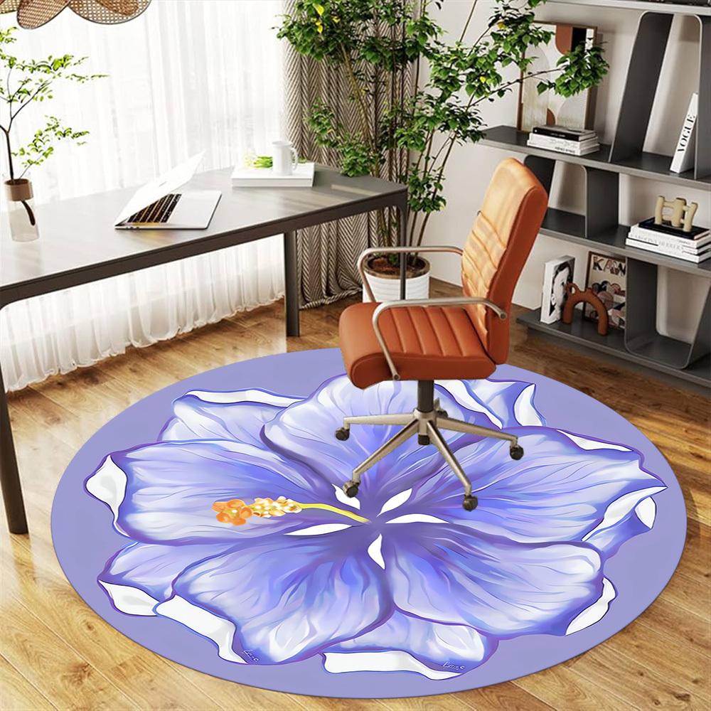 1pc flower blue Round Chair mat Area Rug - Non-Slip, Floor Mat for Office, Bedroom, and Indoor Decor c1118011