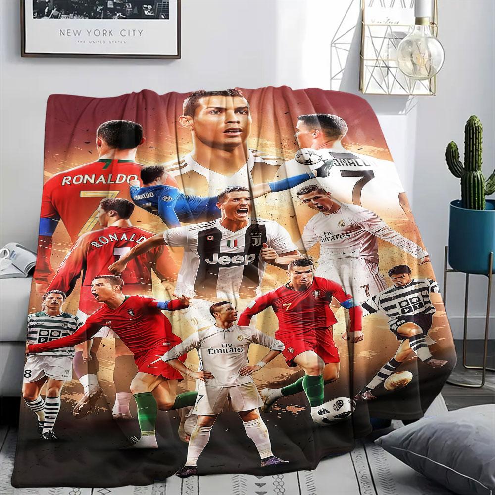 1PC CR7 Patterned Flannel Blanket Suitable For All Seasons for Home Decor Warmth and Comfort Gifts Holiday Present