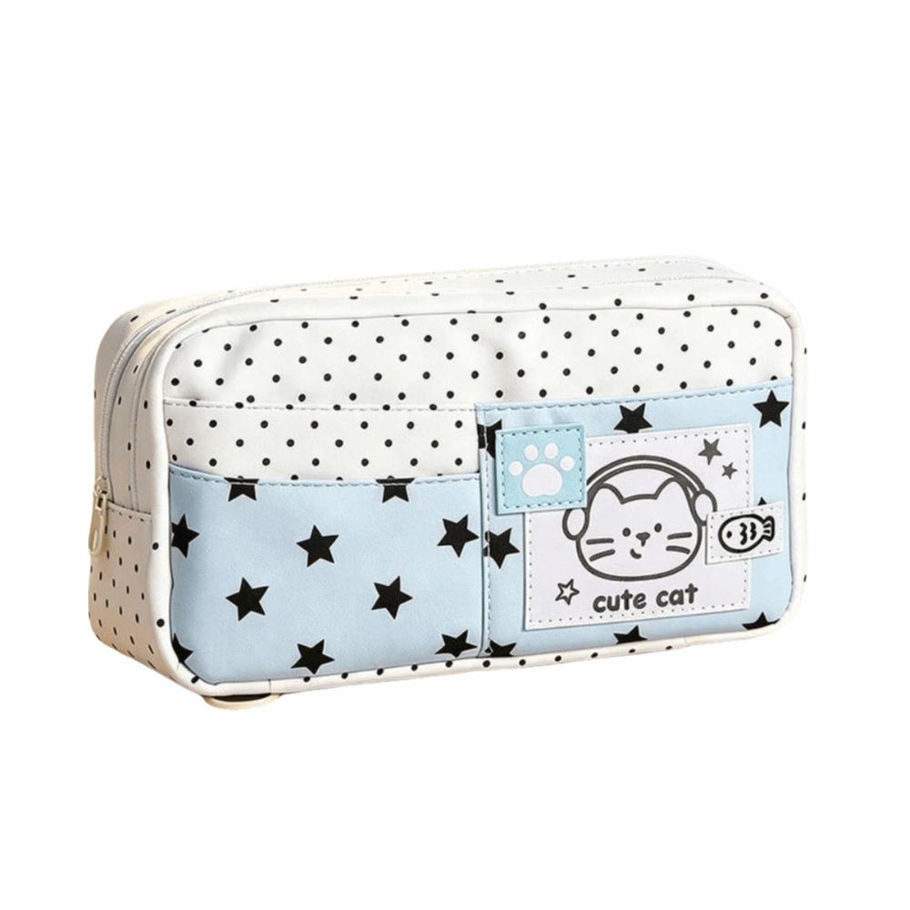 Multi-Layer Pencil Case Cat Pattern Stationery Bag Stationery Organizer Pen Bag Office