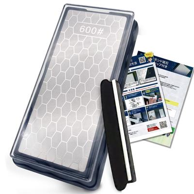 Double-sided Diamond Sharpening Stone, #600/#1200, for Surface Refining, Chamfering, and Correction. Includes Stand and Case. Suitable for Ceramic Kni