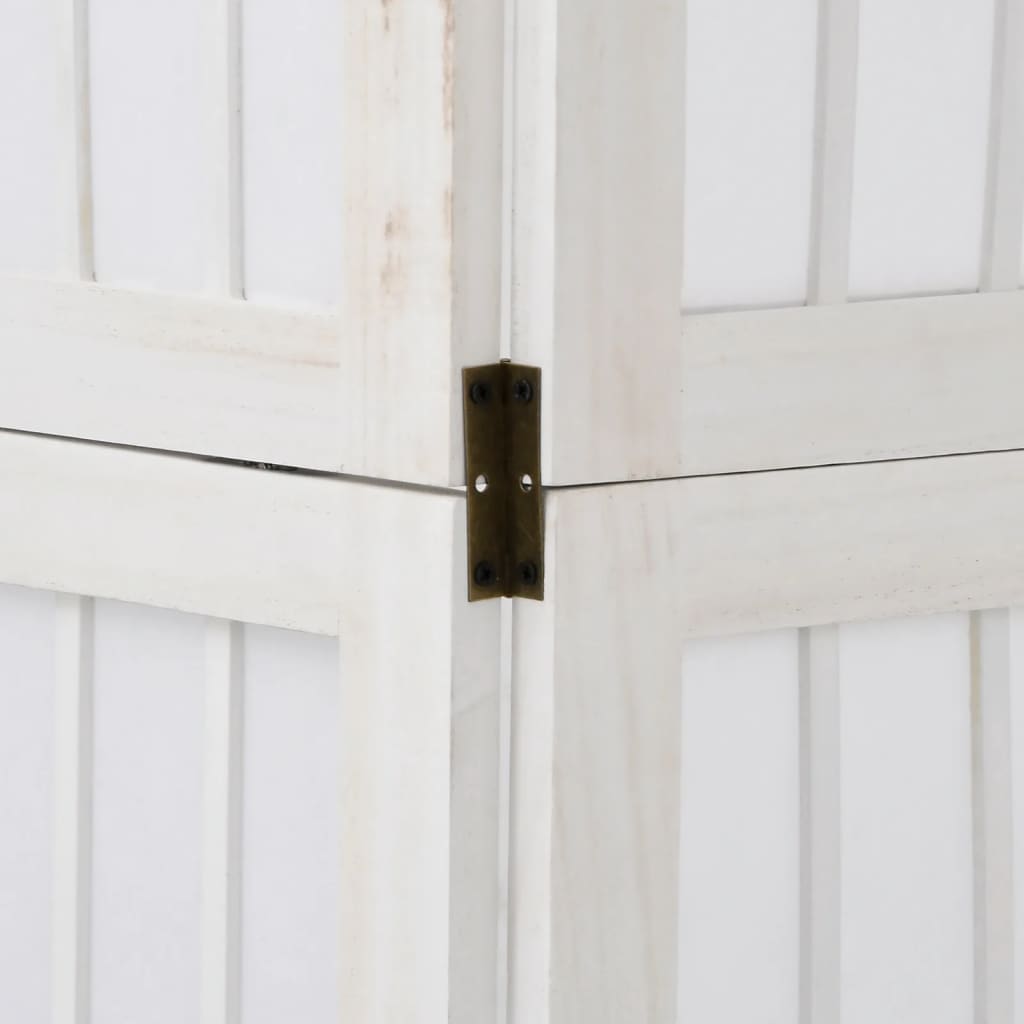 Vidaxl Room Divider, 3-Panel, White, Solid Paulownia Wood