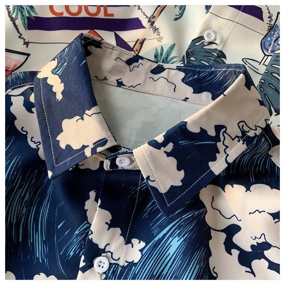 Camicia Floreale Hawaiana da Uomo a Manica Corta Tendenza Camicia da Spiaggia Estiva Sottile Ampia Giacca a Mezza Manica