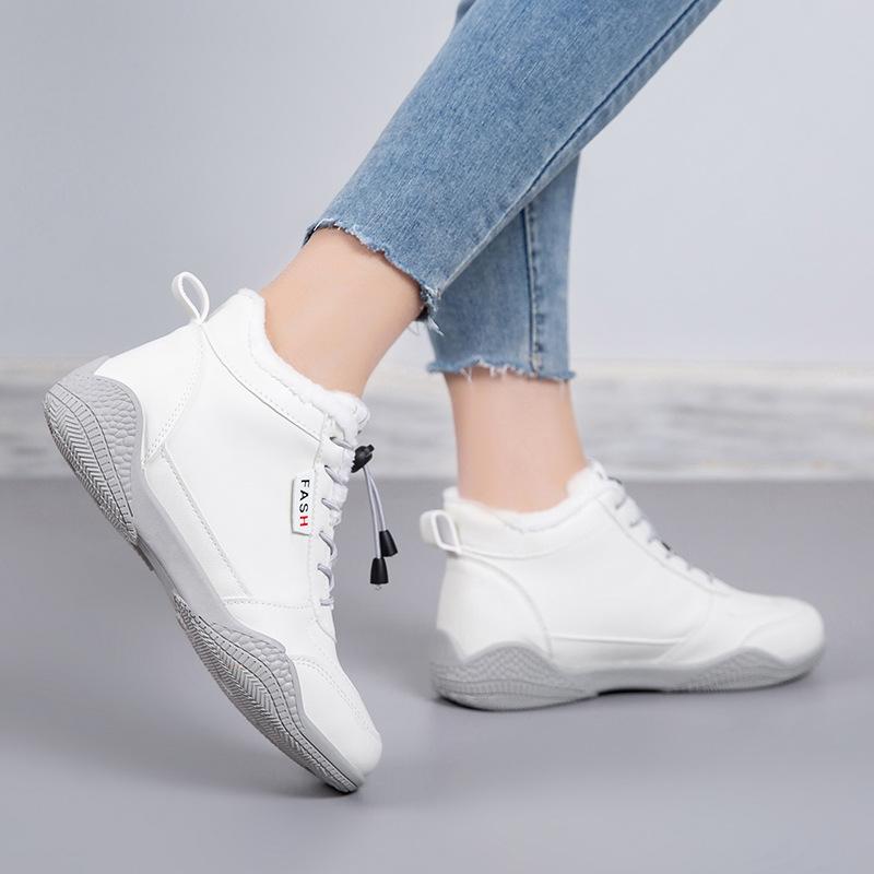 2025 New Winter White Shoes Wear-resistant Versatile Non-slip Casual Shoes Piled Thickened Warm Women's Cotton Shoes