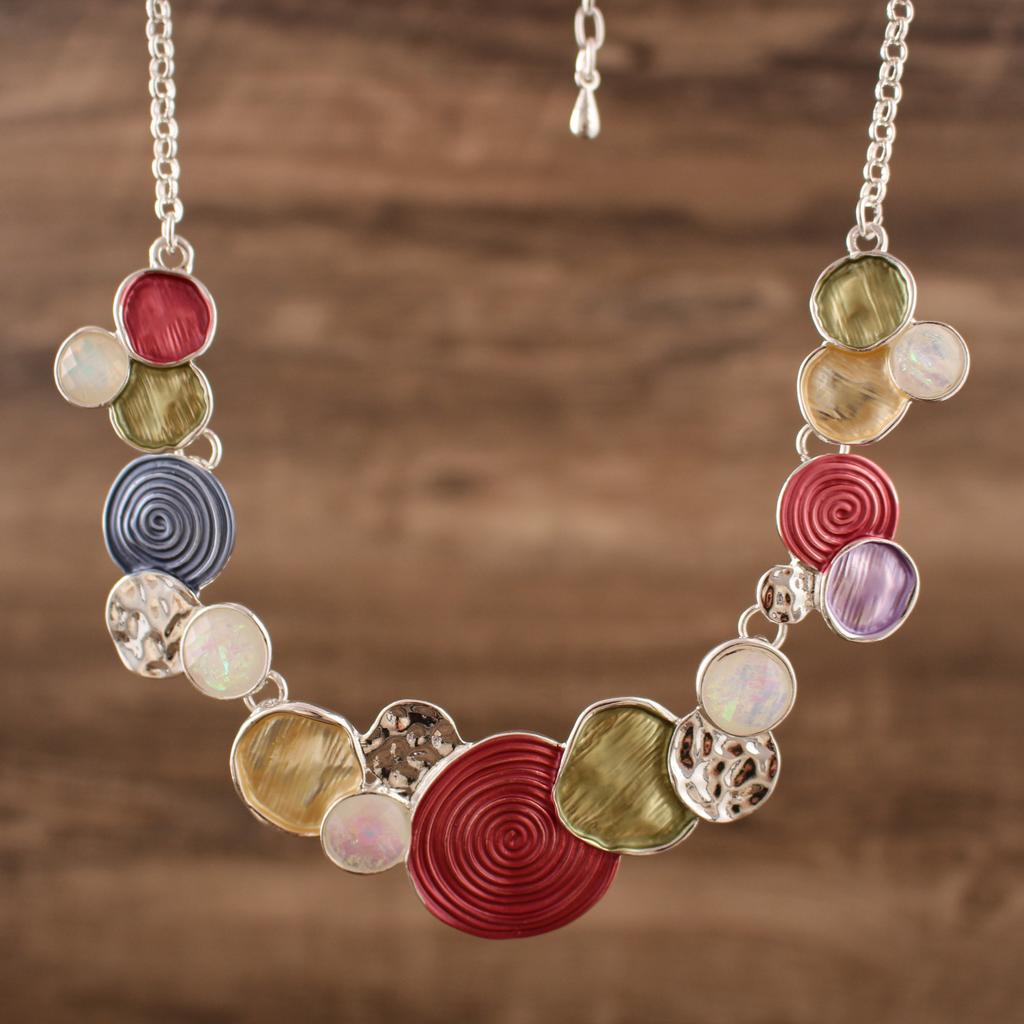 Round Color Painted Oil Alloy Necklace Bohemian Pendant Vacation Style Fashion Ladies Customization