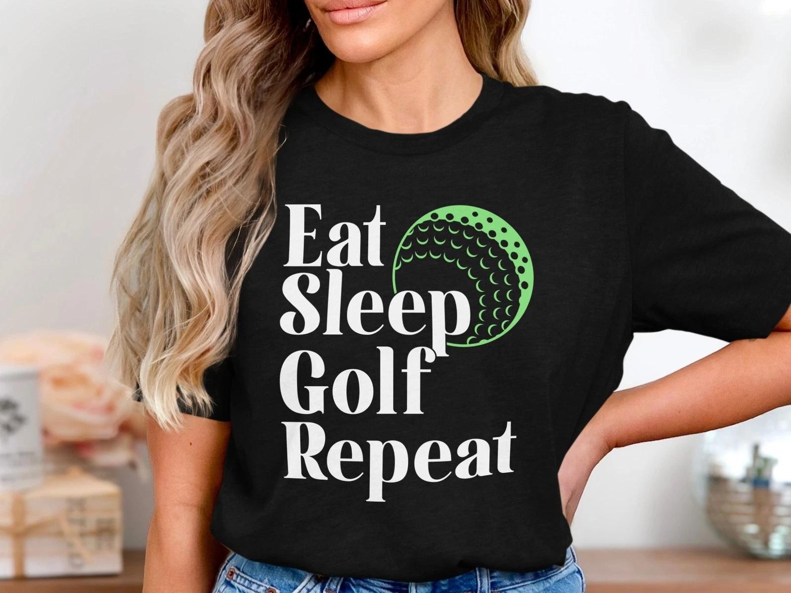 Eat Sleep Golf Repeat T-Shirt Funny Golfer Gift Tee for Men Women Golf Lovers S