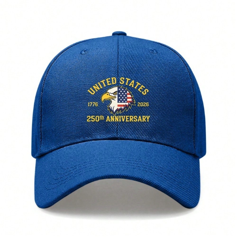 [Patriotic Baseball Cap] 2026 USA 250Th Anniversary Eagle Print Black Polyester Adjustable Hat Casual Outdoor Sports Patriotic Holiday Gift For