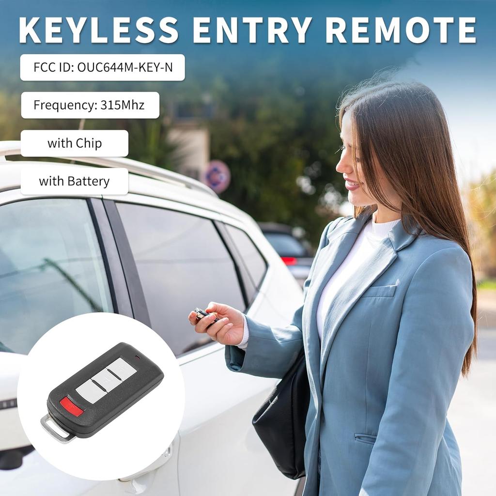 Keyless Entry Remote for Mitsubishi Outlander 2008-2020 315Mhz OUC644M-KEY-N 3 Button Reusable | Control Replacement Car Key Fob 1 Pcs