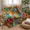 Jungle Leopard Floral Fusion 1 Theme blanket Lightweight Warm Flannel Blanket Decorative Throw Blanket for Home Decoration