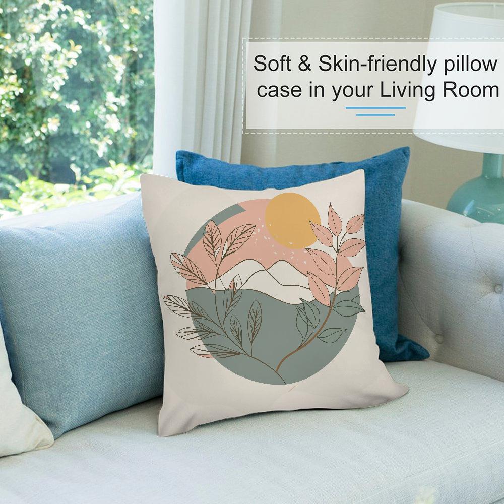 Abstract Boho Landscape Pillow Case Short Plush Pillow Covers Sofa Decorative Home Double-sided Printing Cushion Cover