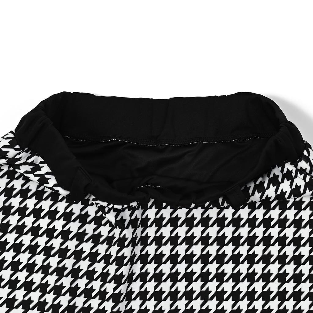 Delsol 7907 Houndstooth Print Ponte Long Sleeve 2025 Golf Plus 4L Set, Black, Stretch, Fall/Winter Women's Wear, Half-Zip, Sizes, Black, M, L, LL, 3L,