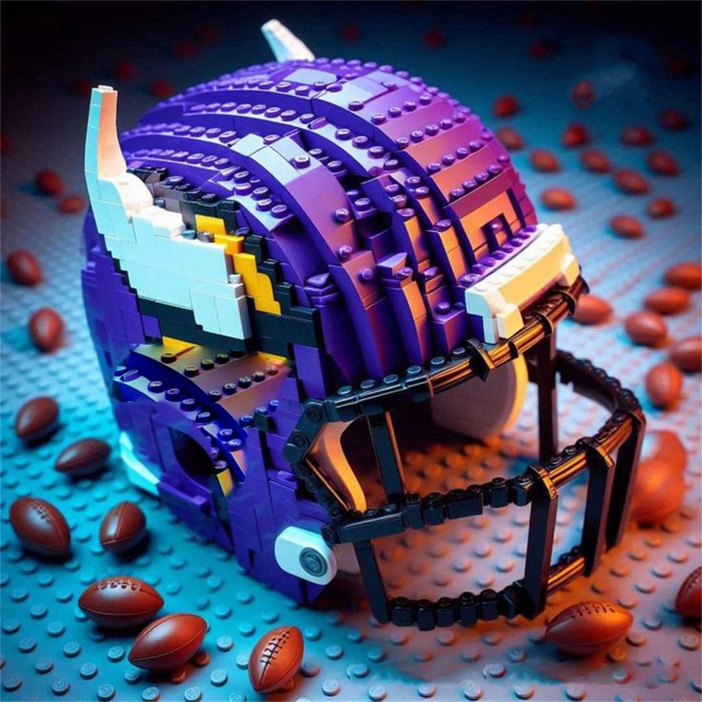 Building Block Helmet, Football Team Helmet Creative Building Block, Small Building Block For Peripheral Gifts