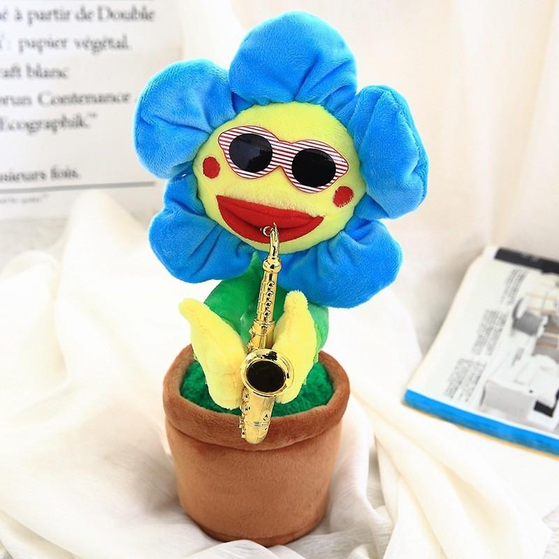 Saxophone Sunflower Plush Toy With Singing And Dancing Functions For Kids Gift