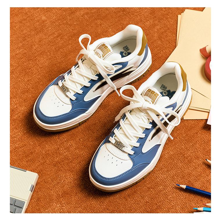 New Anta 982 Non-slip Wear-resistant Shock Absorption Low-Top Skateboard Shoes Women's White Blue 122448068-9