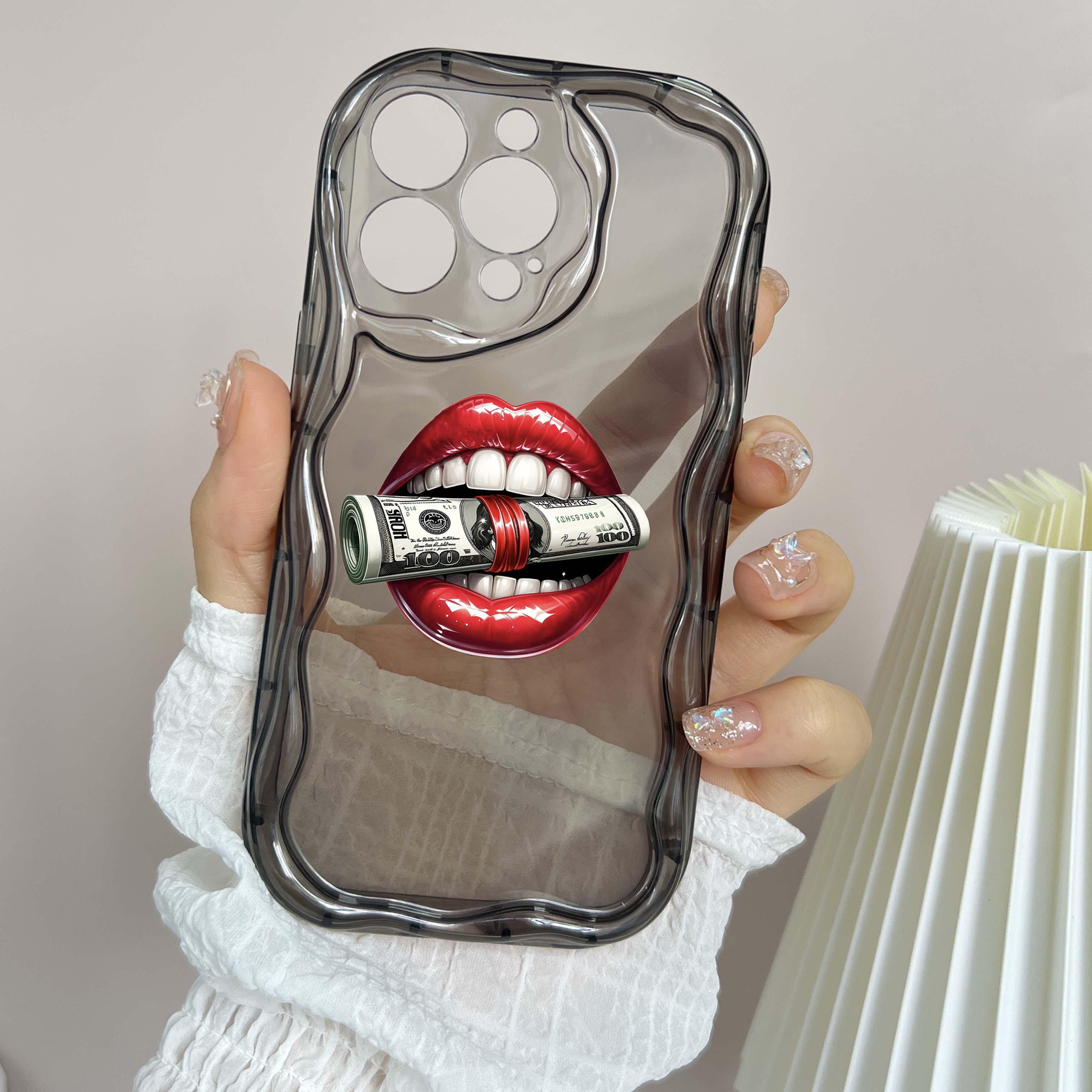 

LZ21 Lips Kiss Design Art Прозрачные мягкие волнистые чехлы для телефонов для iPhone 15 13 Pro Max 12 mini 14 8 Plus XS Max XR 6 Защитная задняя крышка for iPhone 15 Pro Max