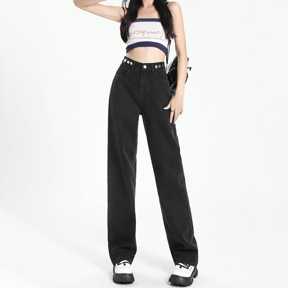 Straight Jeans Women's Autumn and Winter 2025 High-waisted Wide-leg Pants Small Slim Loose Mopping Jeans