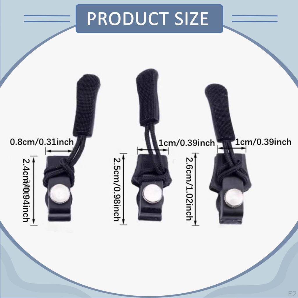 9x Zipper Repair Kit Zip Heads Quick Install Removable No Sew Replacement Pullers for Tent
