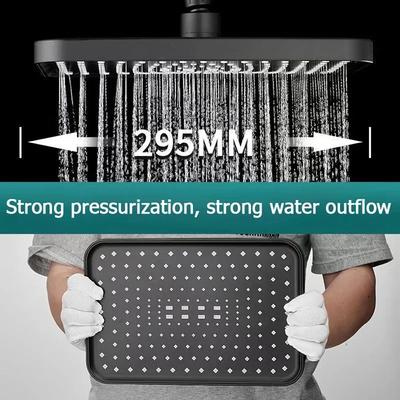 New Square14 Inch High Pressure Top Spray Rain Shower Head Larger Flow Supercharge Rainfall Showerhead 360° Swivel Water Saving