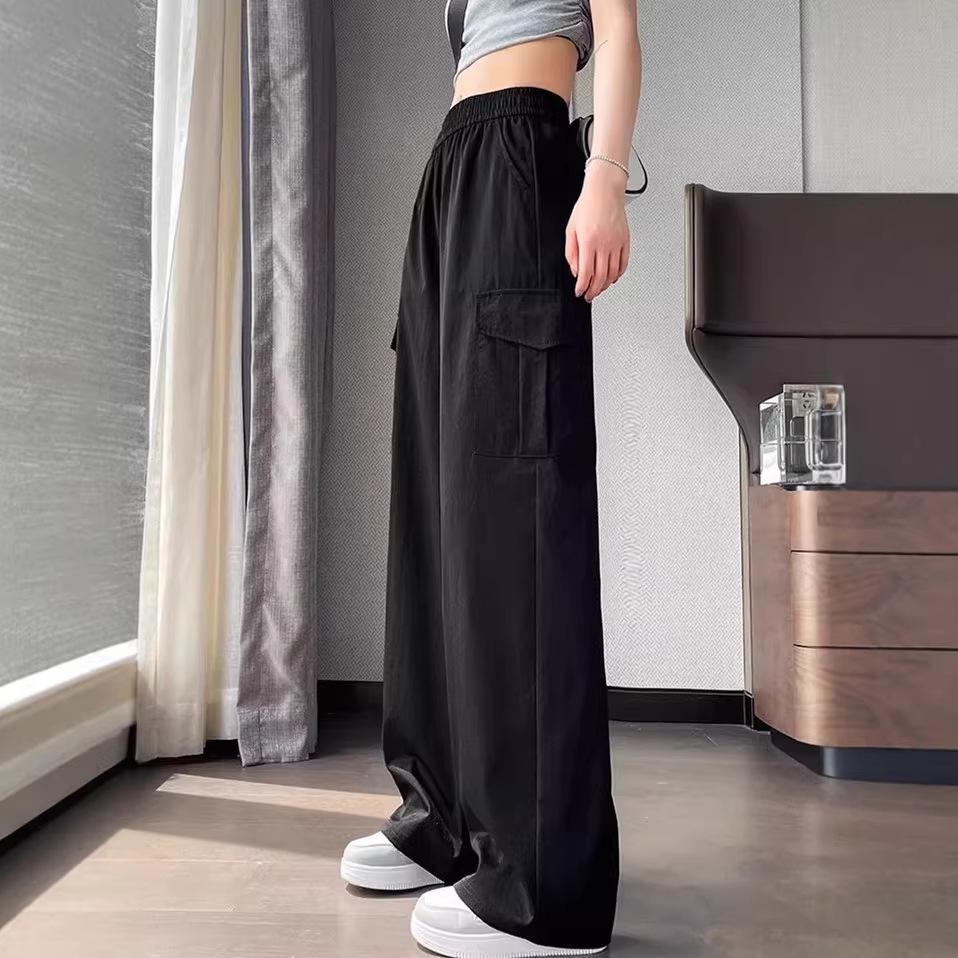 Women s Summer Quick-Dry Loose Fit Ice Silk Wide-Leg Pants 3XL