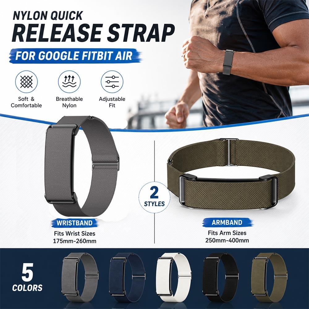 New Woven Nylon Bicep Arm Band Replacement Strap for Google Fitbit Air Strap Adjustable for Google Fitbit Air Watch Accessories