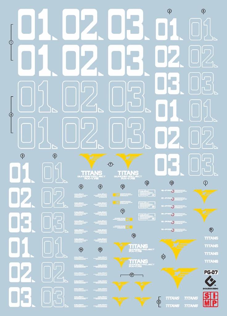 HG RG EG MG PG RE HiRM Robot MS Decals Decals for PG Gundam Fluorescent!! Detail-Up Water-Transfer (2 1/60 RX-178-2 Mk-II (Titans Version)) [Used]