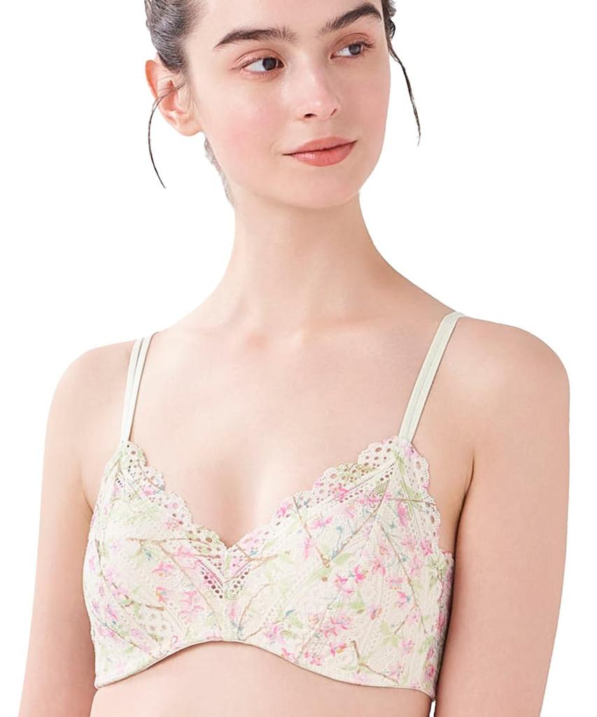 Comfortable and High Side MADE WITH LIBERTY FABRIC PI [Unnanacool] Non-wired Bra, Beautiful, Design, [364 Lace] Bra, Wireless, JB3520, Women's