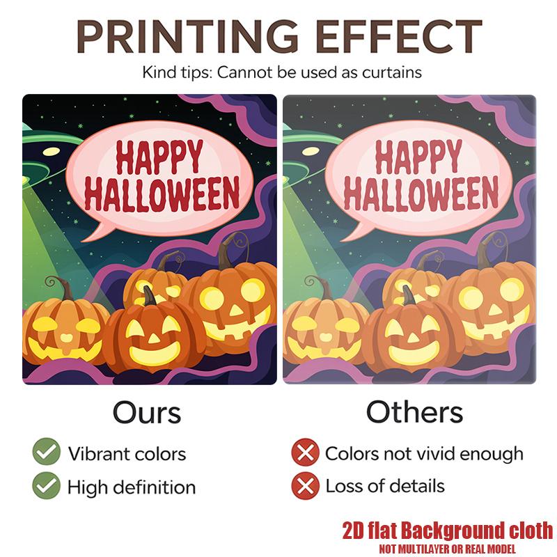 Party Backdrop Halloween Flat Pumpkins Witches Photo Background Decor Party Decor
