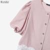 ZANZEA Blusa de Manga Corta para Mujer y Faldas Largas Conjuntos de Traje de Dos Piezas de Verano