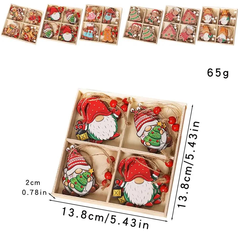 12pcs Wooden Christmas Ornaments Cute Biscuits Couple Faceless Santa Christmas Home Party Ornaments Decorations