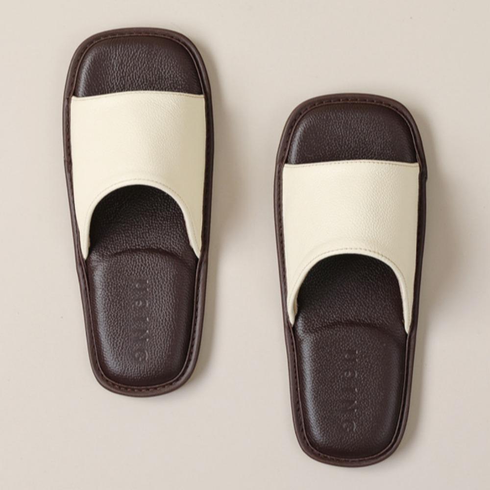 Women's Flat Slippers Cowhide Slippers Women's Home Indoor Massage Heel Leather Slippers Men's Non Slip Beef Tendon Soft Bottom