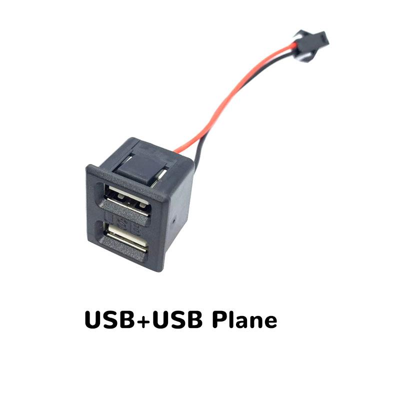 1Pcs DIY Black Double Layer Usb Female Base Type-C Socket and Female Usb Lamp Charging Socket Power Socket With Cable Connector