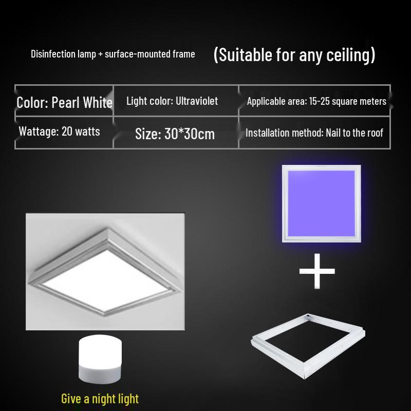 Ceiling-Mounted Ultraviolet Germicidal Panel Light for Bathroom & Kitchen