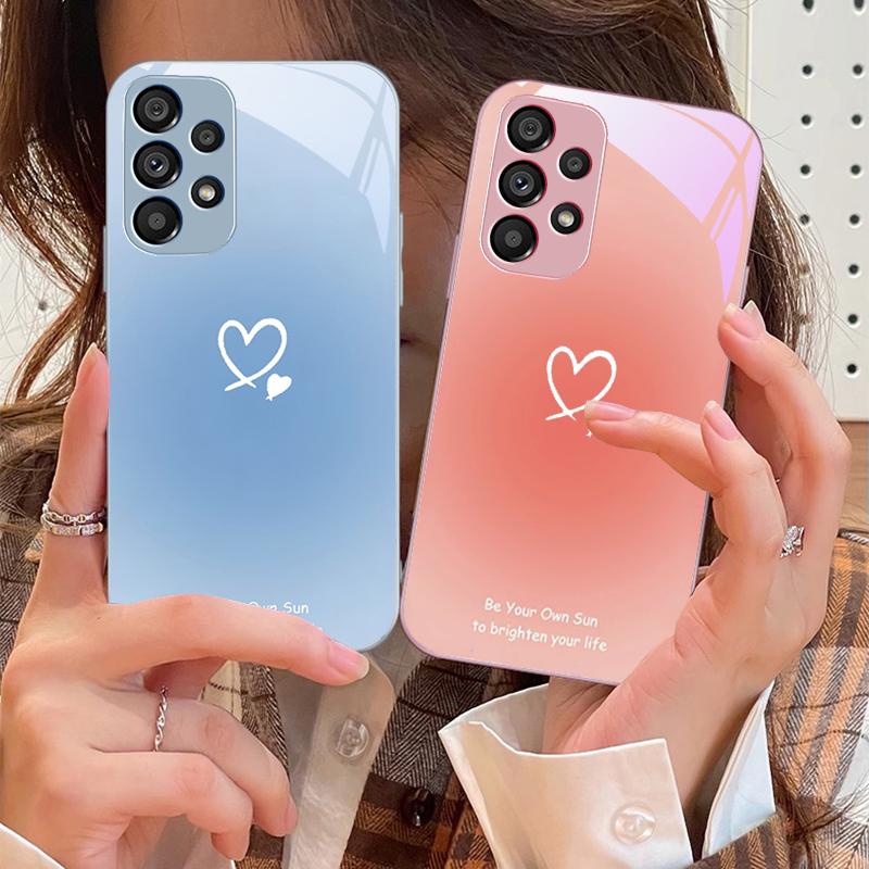 Gradient heart shape For Samsung S25 S25 Edge S25Ultra S8 9 S10 20 U ltra S21 Pro S22 Plus S23 FE S24 Ultra Glass Phone Case